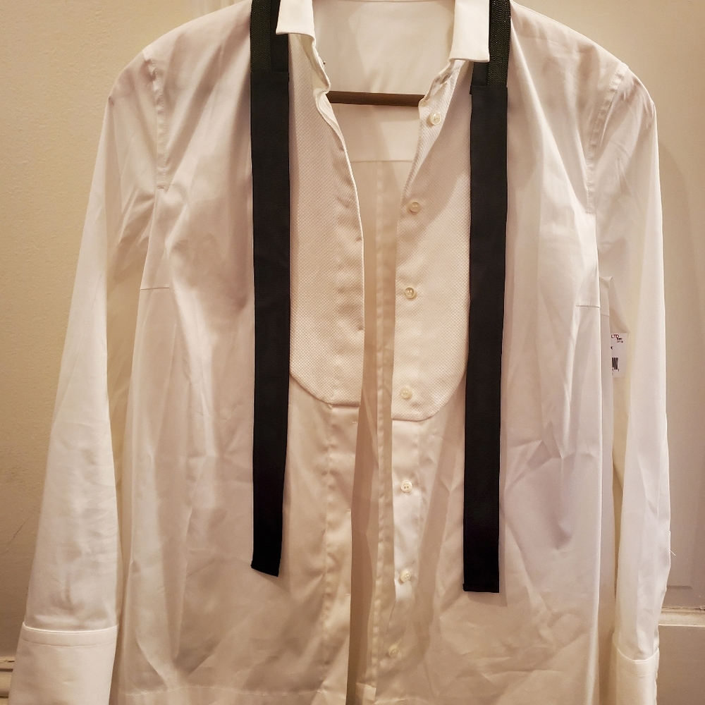 Cucinelli dress shirt with tuxedo tie detail